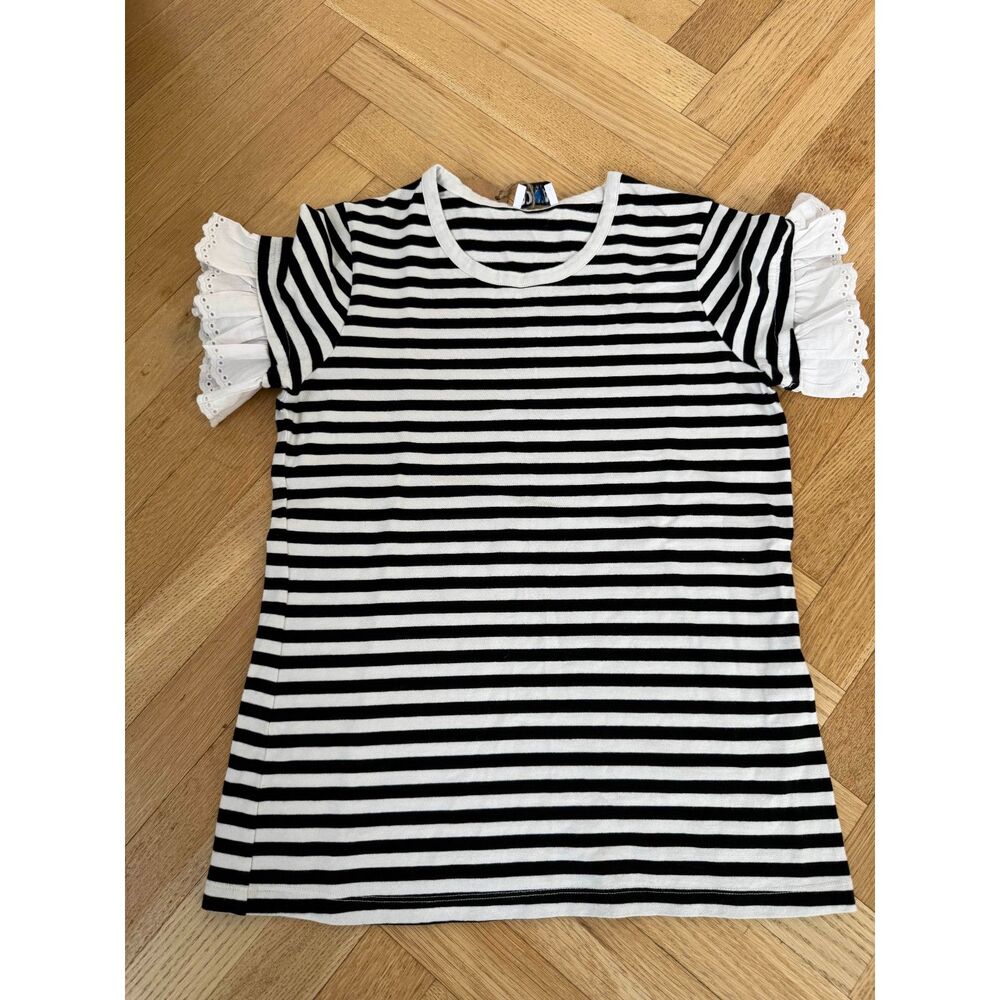 SONIA - Sonia Rykiel Striped Eyelet Sleeve T - M